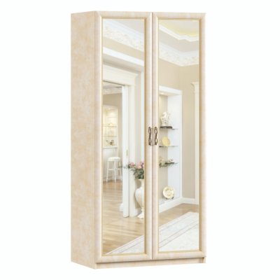 Шкаф 2-х створчатый с зеркальными дверями Александрия 625050М (Любимый дом)